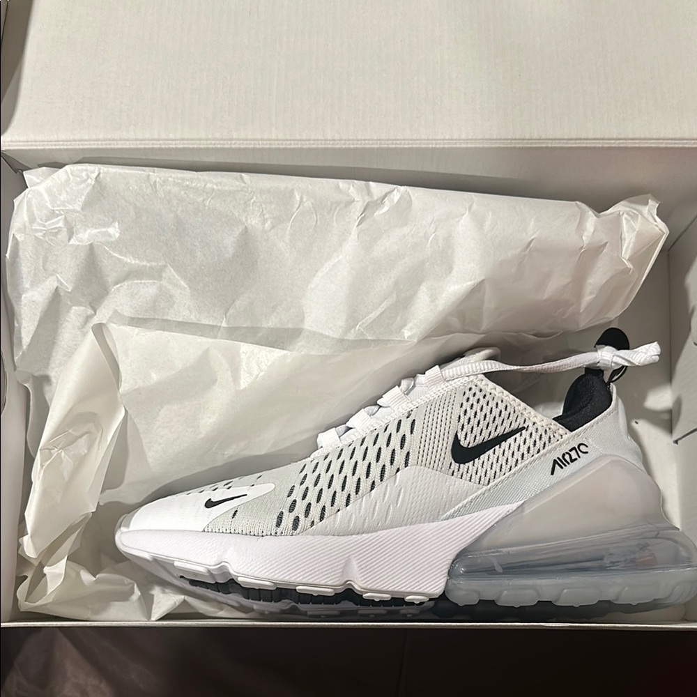 Nike Air Max 270 White and Black Athletic Shoes